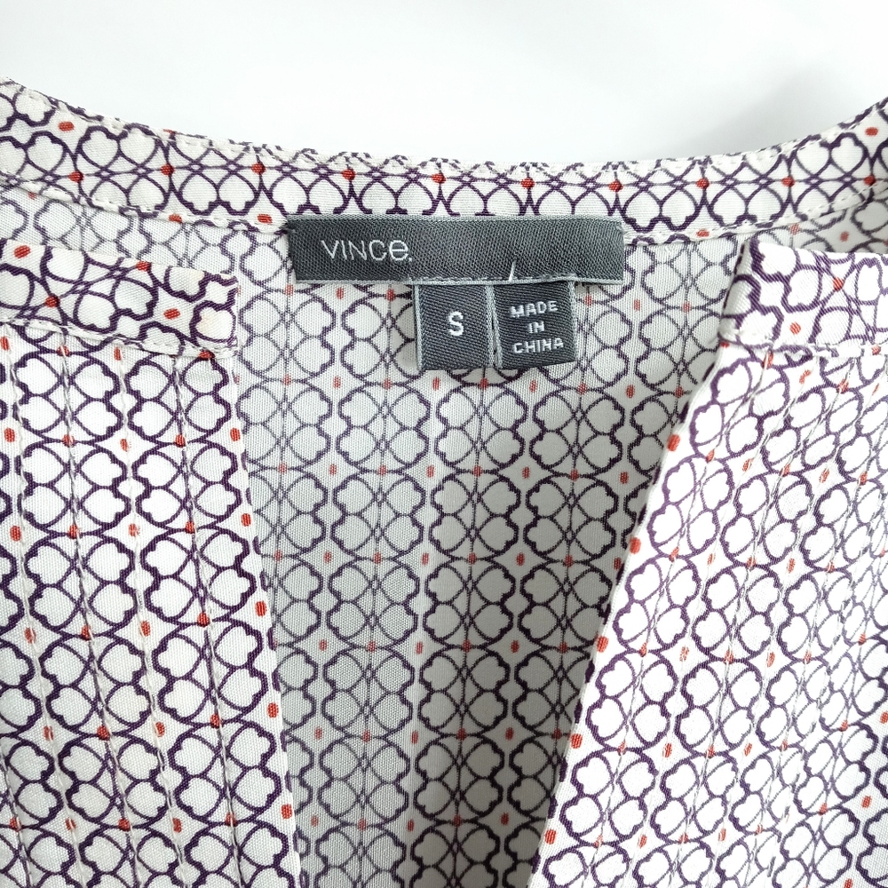 Vince Silk Purple Print Trapunto Shift Dress - Picture 4 of 13